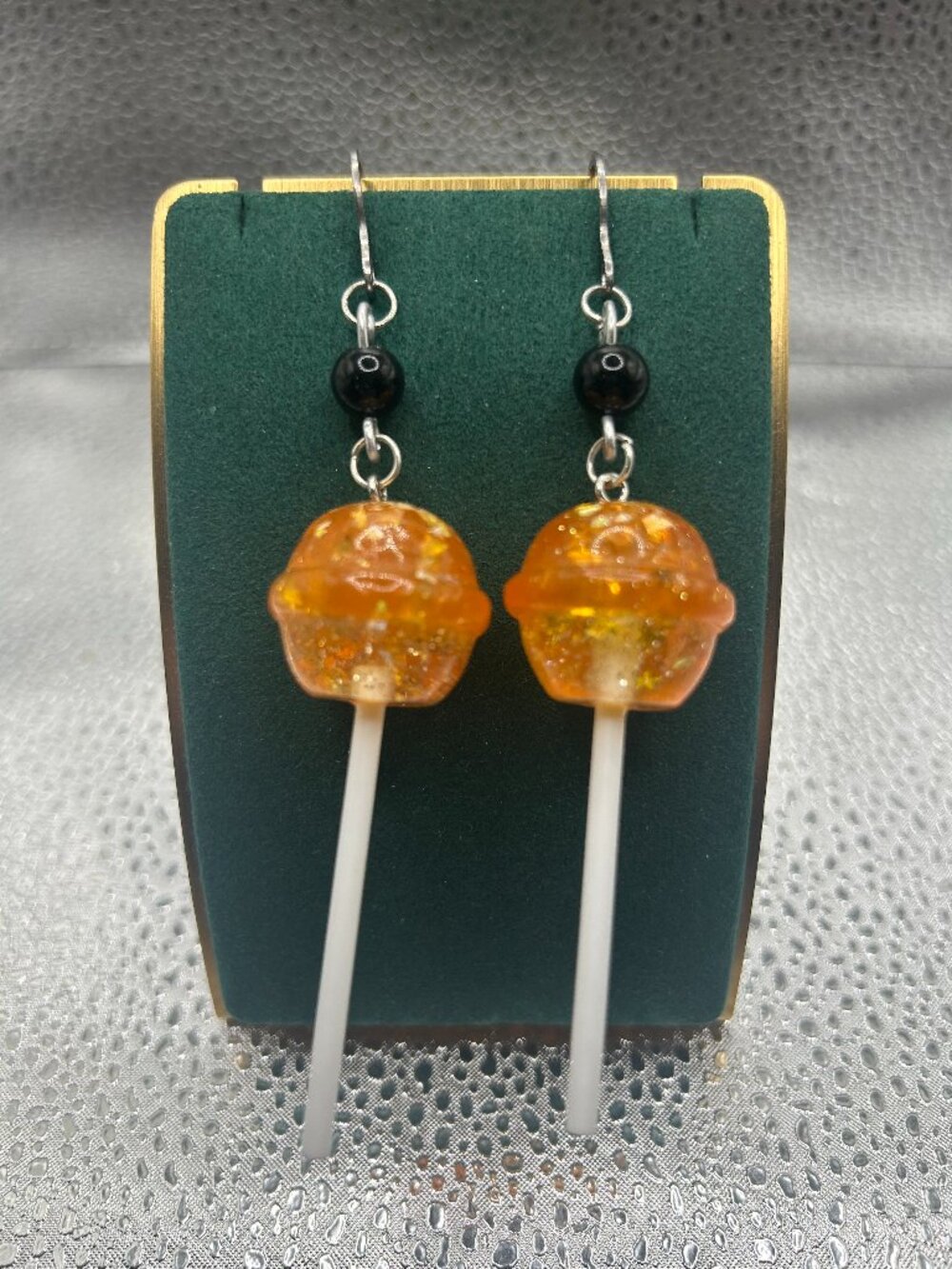 Handmade Orange Lollipop Earrings